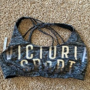 Heathered grey VS Sports bra with cross cross back